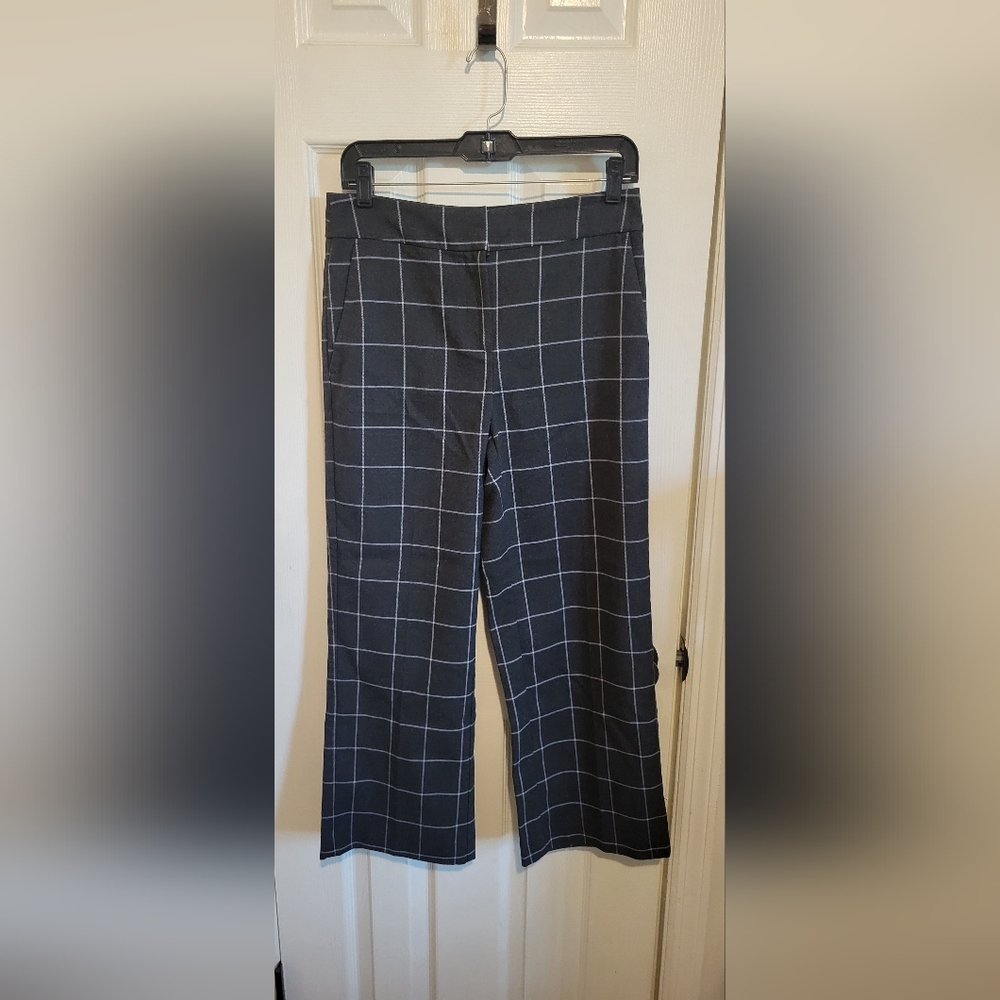 LOFT Dark Grey and White Plaid Pants